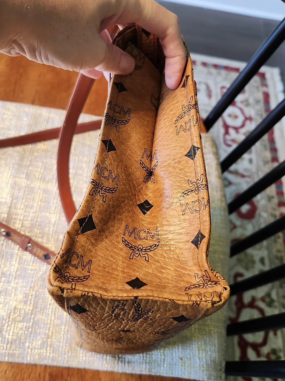Vintage 1980s MCM Cognac Visetos Envelope Foldover Crossbody OR Clutch - Picture 4 of 12